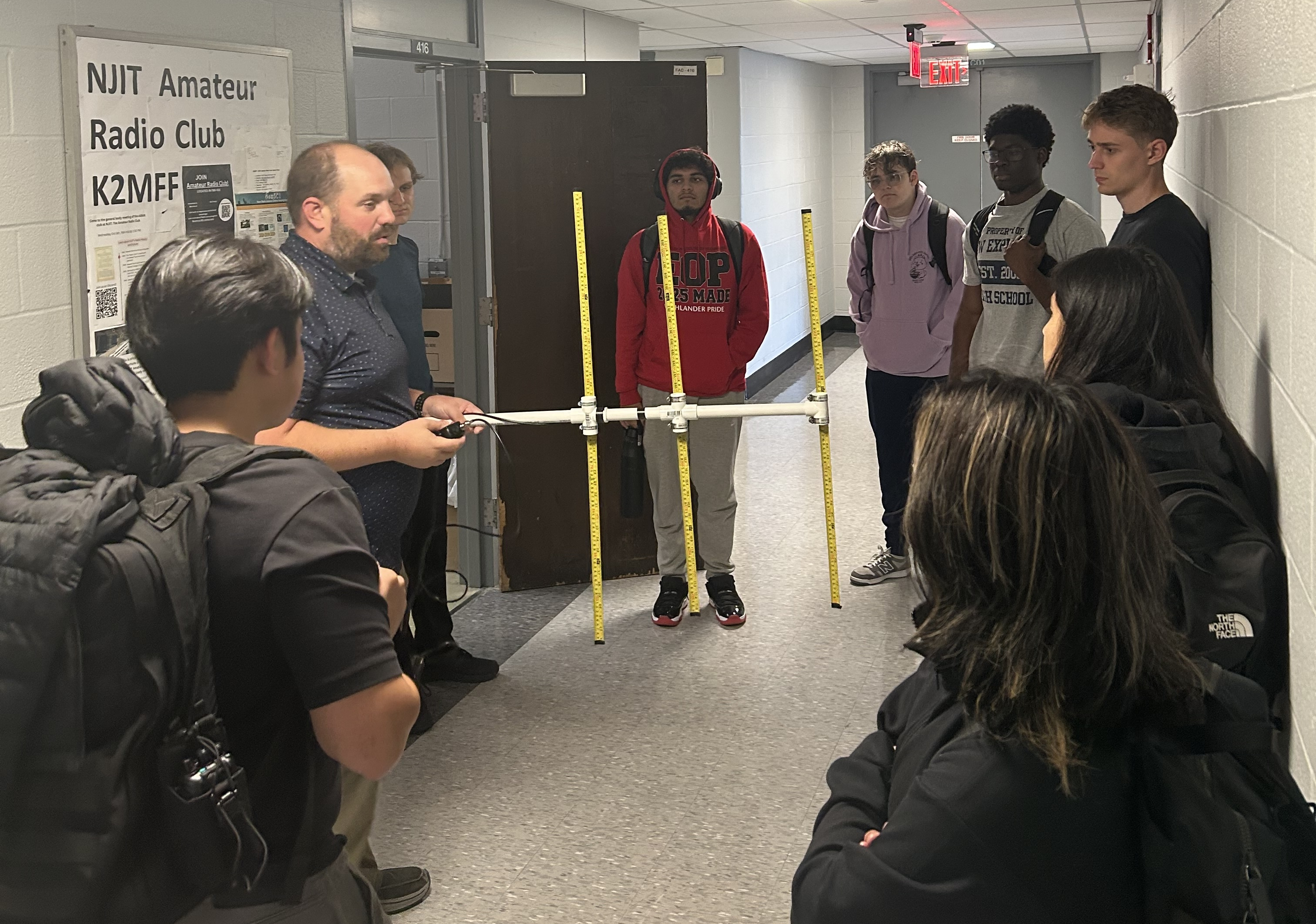 N2BP with a tape measure Yagi in the hall