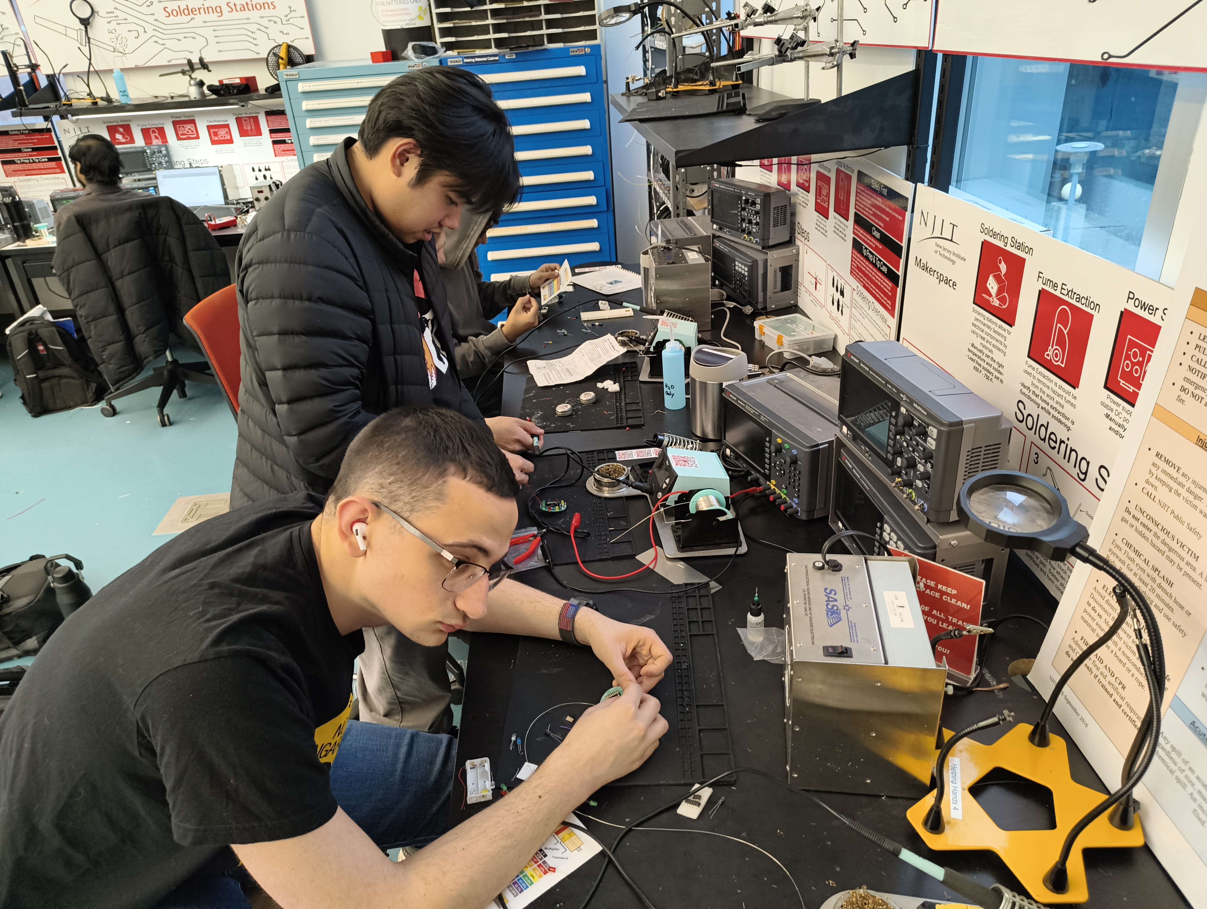 Students building kits