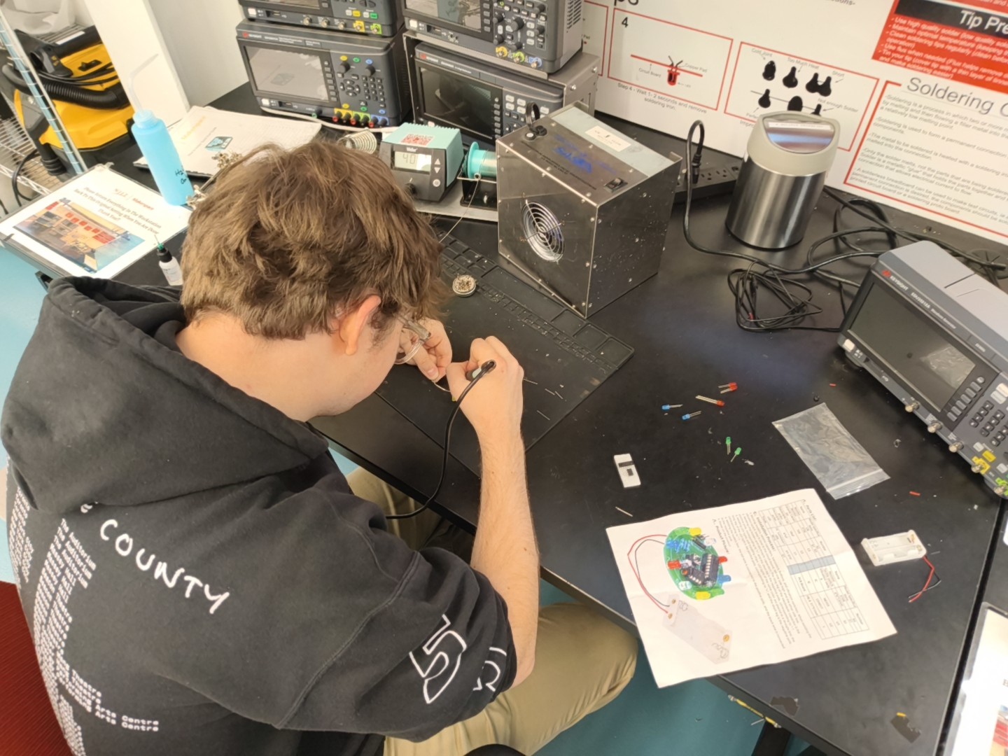 Students building kits