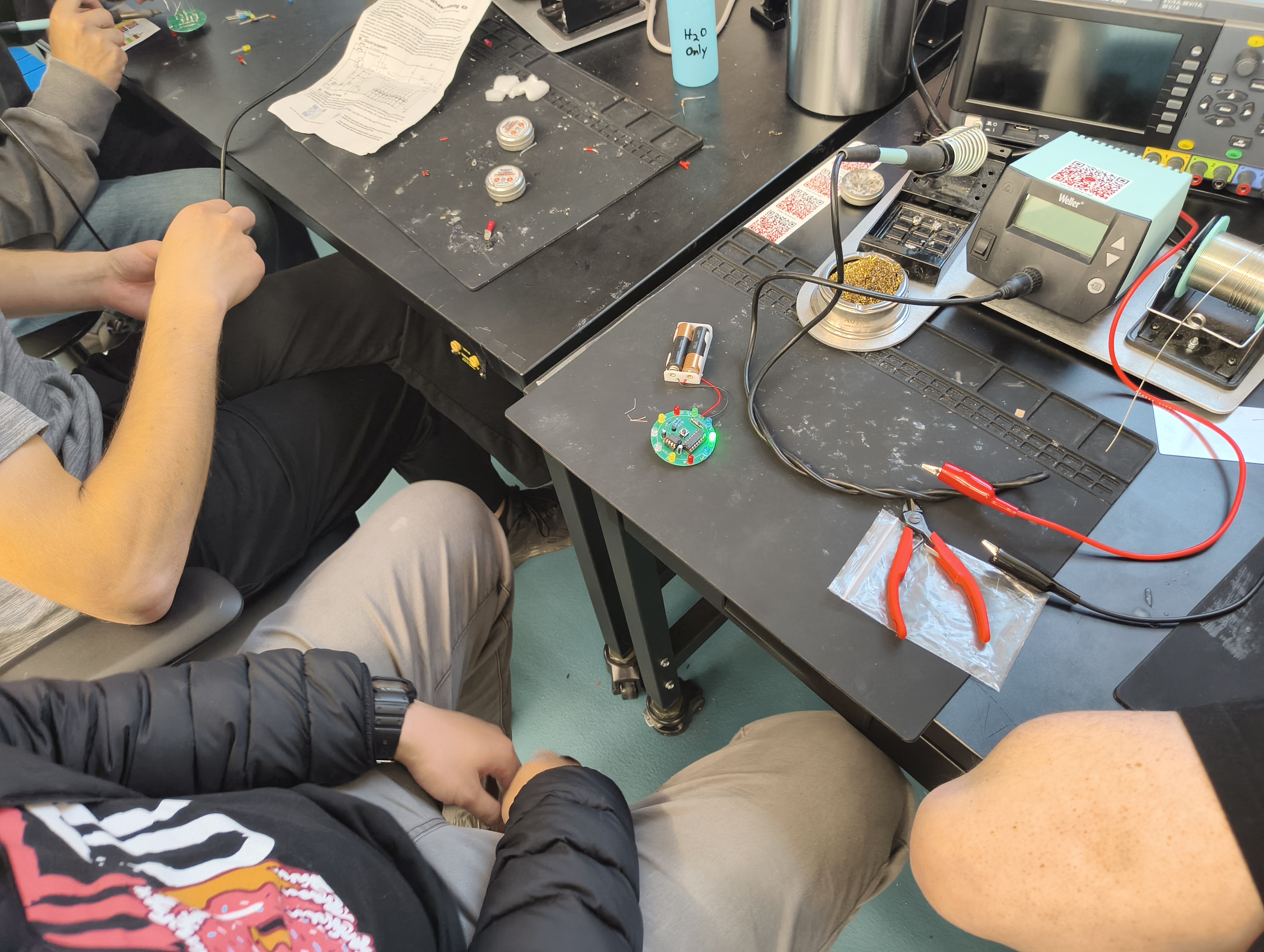 Students building kits